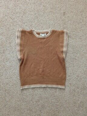 Francesca's Sweater Vest Brown Tan Fall Autumn Size Small